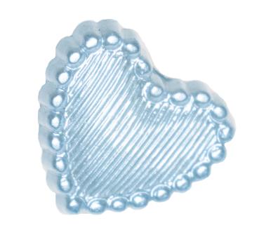 Kids button as a heart made of plastic in blue 14 mm 0,55 inch